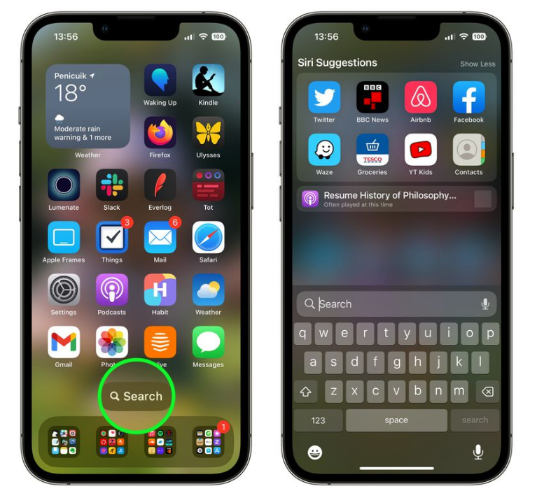 长阳苹果手机维修分享升级到 iOS 16 后，如何删除主屏幕上的搜索按钮 
